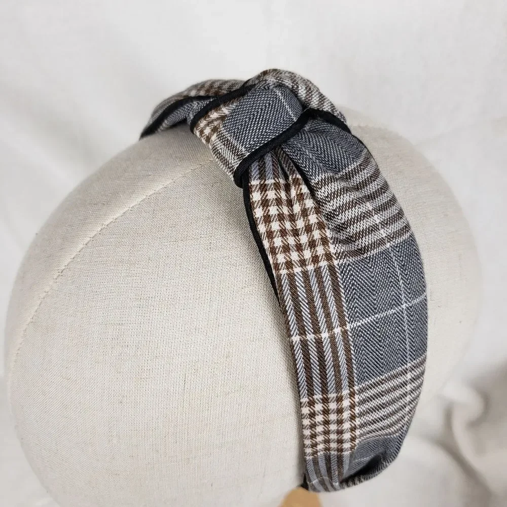 Classic Plaid Top Knot Headband